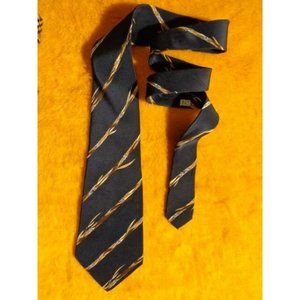 VINTAGE PANCALDI ~ BLUE w/ BROWN BLUE FLOWERS ~ SILK MENS TIE NECKTIE ~ 54"